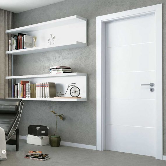 Internal Door with 4 Matt Aluminium Strips - CPL Doors - Left Internal Door with 4 Matt Aluminium Strips - CPL Doors - Left